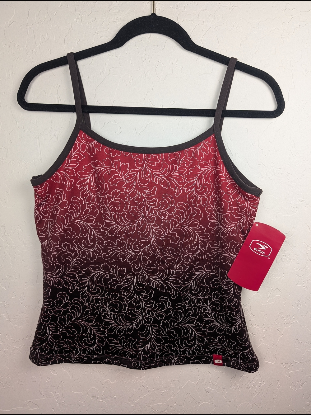 SUGOI Marilyn Tank Top, Ombre Matador Red to Chocolate Brown, Women's Large NWT